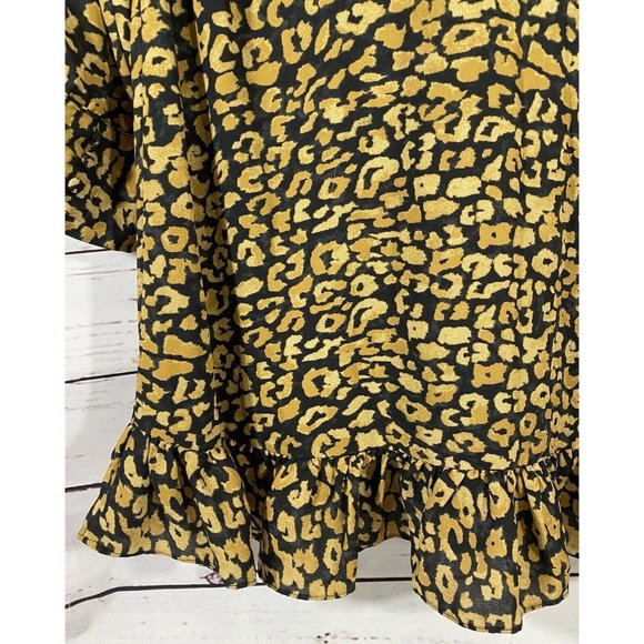 Who What Wear Womans Dress Size Medium Cheetah Ruffle Modest Cottagecore Spring - Picture 9 of 11